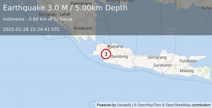 Earthquake Java, Indonesia (3.0 M) (2025-01-28 22:24:41 UTC)