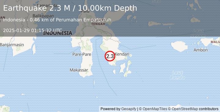 Earthquake Sulawesi, Indonesia (2.3 M) (2025-01-29 01:15:32 UTC)