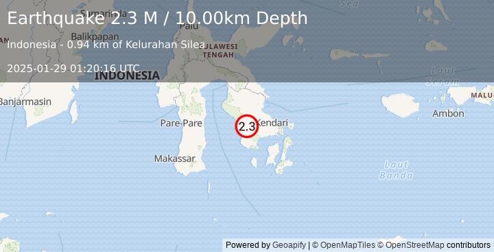 Earthquake Sulawesi, Indonesia (2.3 M) (2025-01-29 01:20:16 UTC)