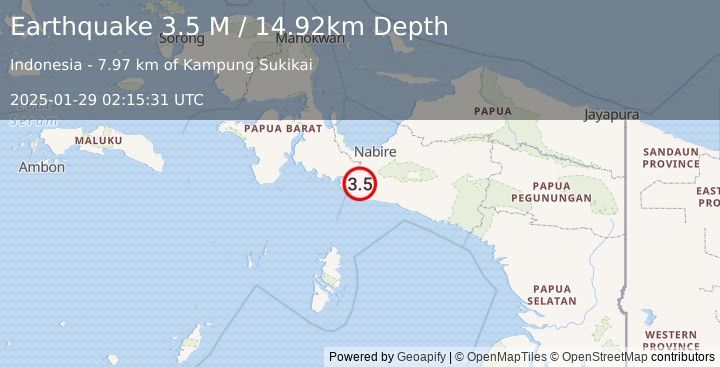 Earthquake West Papua Region, Indonesia (3.5 M) (2025-01-29 02:15:31 UTC)