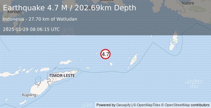 Earthquake Banda Sea (4.7 M) (2025-01-29 08:06:15 UTC)