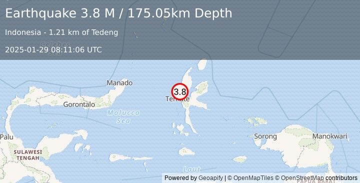 Earthquake Halmahera, Indonesia (3.8 M) (2025-01-29 08:11:06 UTC)