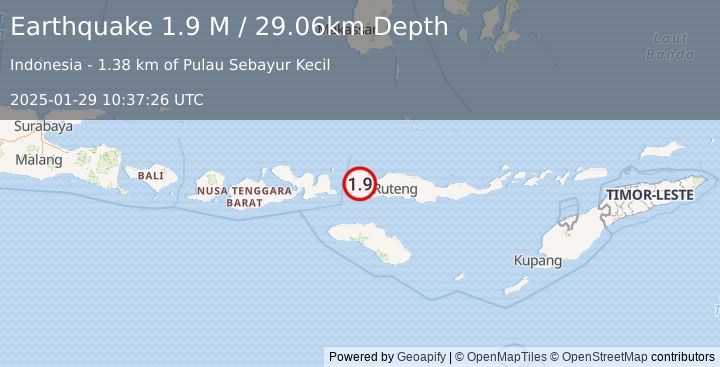 Earthquake Flores Region, Indonesia (1.9 M) (2025-01-29 10:37:26 UTC)