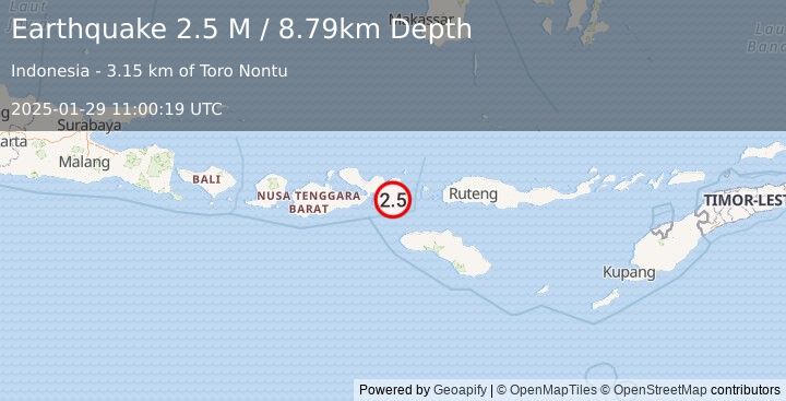 Earthquake Sumbawa Region, Indonesia (2.5 M) (2025-01-29 11:00:19 UTC)