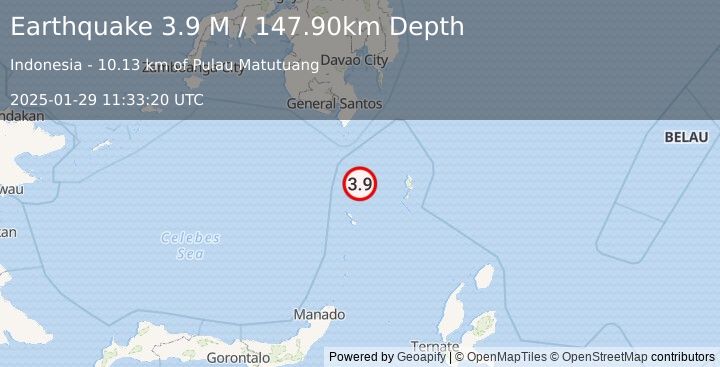 Earthquake Talaud Islands, Indonesia (4.0 M) (2025-01-29 11:33:19 UTC)