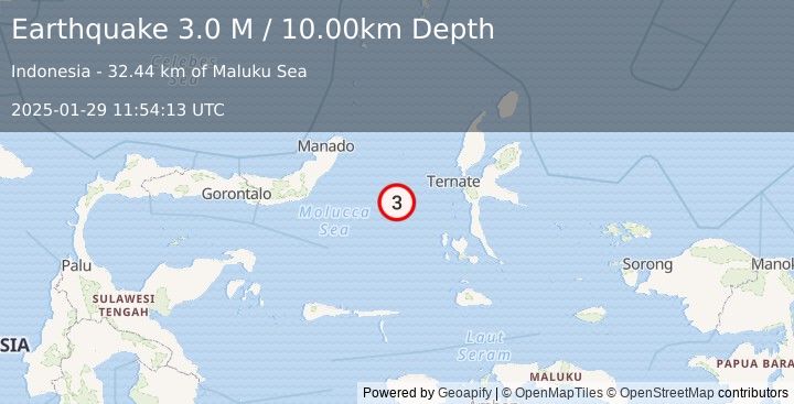 Earthquake Northern Molucca Sea (3.0 M) (2025-01-29 11:54:13 UTC)