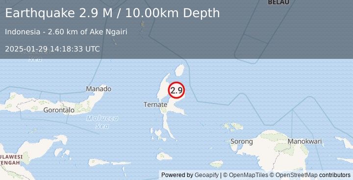 Earthquake Halmahera, Indonesia (2.9 M) (2025-01-29 14:18:33 UTC)