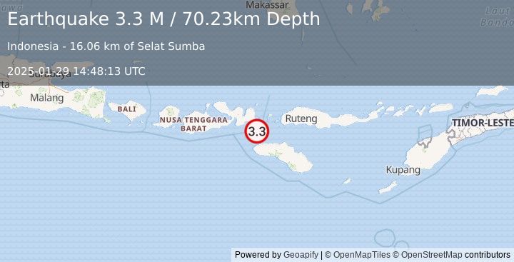 Earthquake Sumba Region, Indonesia (3.3 M) (2025-01-29 14:48:13 UTC)