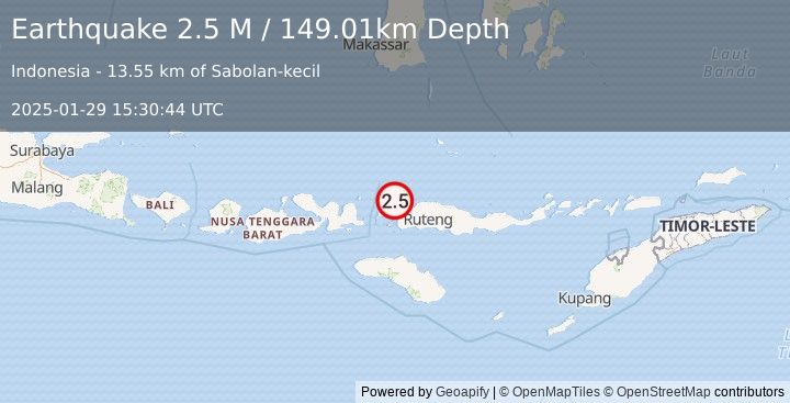 Earthquake Flores Region, Indonesia (2.5 M) (2025-01-29 15:30:44 UTC)