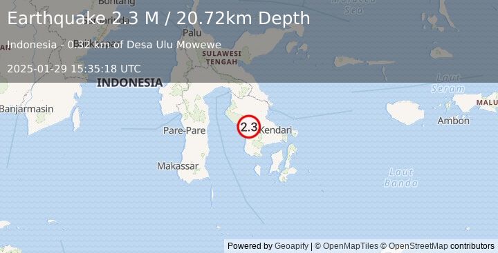 Earthquake Sulawesi, Indonesia (2.3 M) (2025-01-29 15:35:18 UTC)