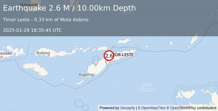 Earthquake Timor Region (2.6 M) (2025-01-29 18:35:45 UTC)