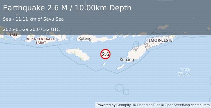 Earthquake Savu Sea (2.6 M) (2025-01-29 20:07:32 UTC)