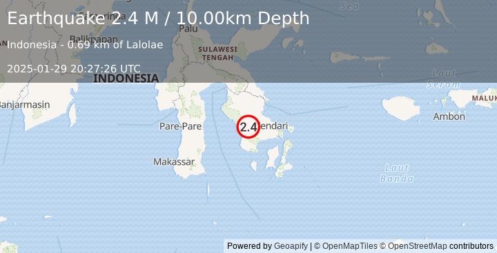 Earthquake Sulawesi, Indonesia (2.4 M) (2025-01-29 20:27:26 UTC)