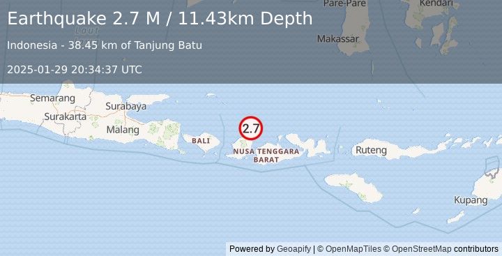 Earthquake Bali Sea (2.7 M) (2025-01-29 20:34:37 UTC)