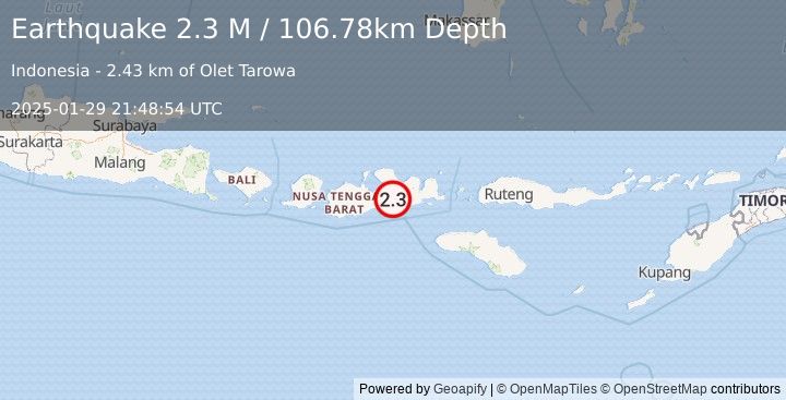 Earthquake Sumbawa Region, Indonesia (2.3 M) (2025-01-29 21:48:54 UTC)