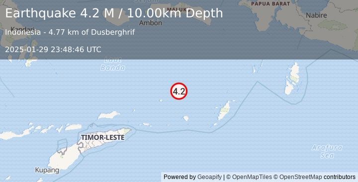 Earthquake Banda Sea (4.2 M) (2025-01-29 23:48:44 UTC)