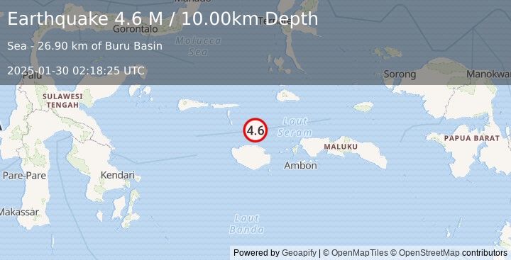 Earthquake Ceram Sea (5.1 M) (2025-01-30 02:18:28 UTC)