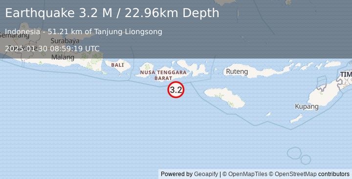 Earthquake Sumbawa Region, Indonesia (3.2 M) (2025-01-30 08:59:19 UTC)