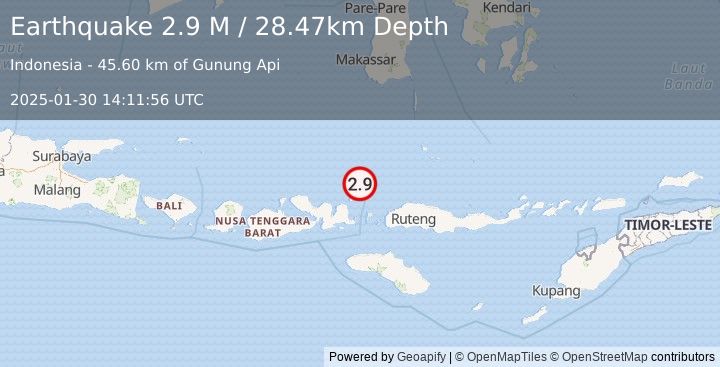 Earthquake Flores Sea (2.9 M) (2025-01-30 14:11:56 UTC)