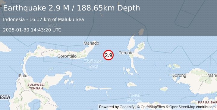 Earthquake Northern Molucca Sea (2.9 M) (2025-01-30 14:43:20 UTC)