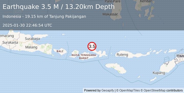 Earthquake Bali Sea (3.5 M) (2025-01-30 22:46:54 UTC)