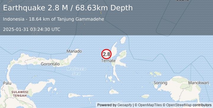 Earthquake Halmahera, Indonesia (2.8 M) (2025-01-31 03:24:30 UTC)