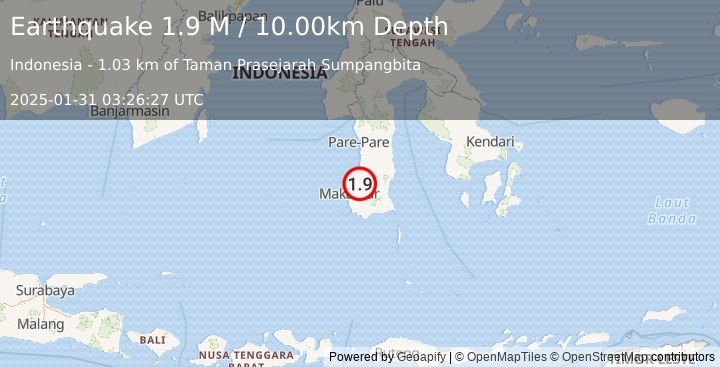 Earthquake Sulawesi, Indonesia (1.9 M) (2025-01-31 03:26:27 UTC)