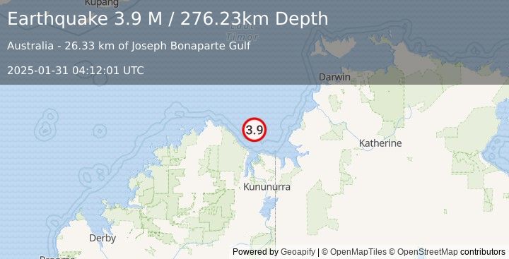 Earthquake Western Australia (3.9 M) (2025-01-31 04:12:01 UTC)