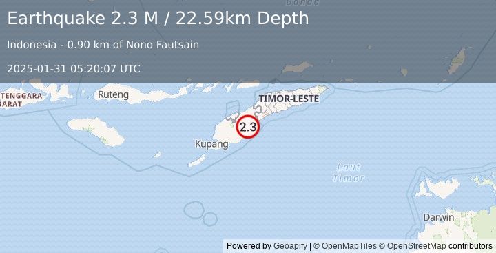 Earthquake Timor Region (2.3 M) (2025-01-31 05:20:07 UTC)