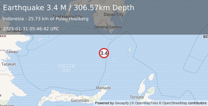 Earthquake Celebes Sea (3.4 M) (2025-01-31 05:46:42 UTC)