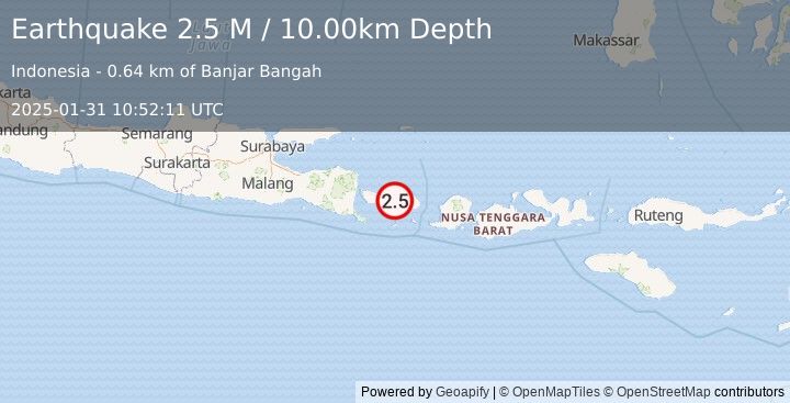 Earthquake Bali Region, Indonesia (2.5 M) (2025-01-31 10:52:11 UTC)