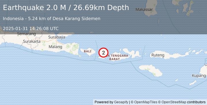 Earthquake Sumbawa Region, Indonesia (2.0 M) (2025-01-31 14:26:08 UTC)