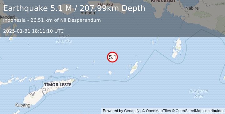 Earthquake Banda Sea (4.9 M) (2025-01-31 18:11:11 UTC)