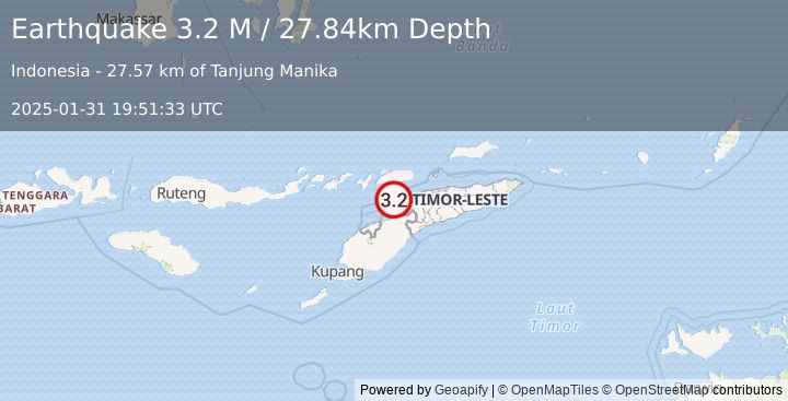 Earthquake Timor Region (3.2 M) (2025-01-31 19:51:33 UTC)