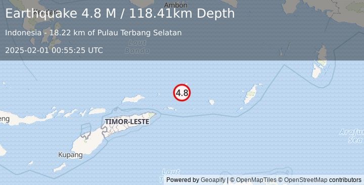 Earthquake Banda Sea (4.8 M) (2025-02-01 00:55:25 UTC)