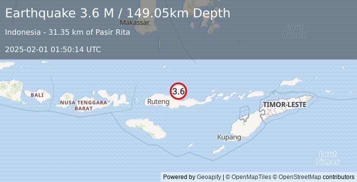 Earthquake Flores Region, Indonesia (3.6 M) (2025-02-01 01:50:14 UTC)