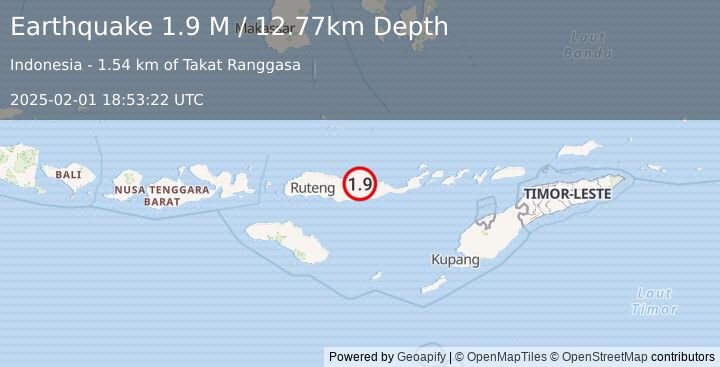 Earthquake Flores Region, Indonesia (1.9 M) (2025-02-01 18:53:22 UTC)