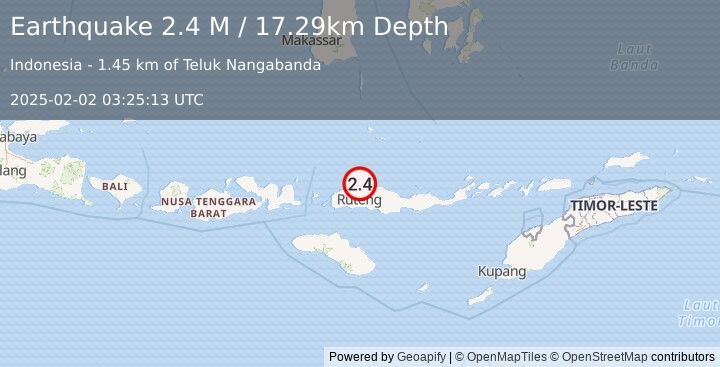 Earthquake Flores Region, Indonesia (2.4 M) (2025-02-02 03:25:13 UTC)