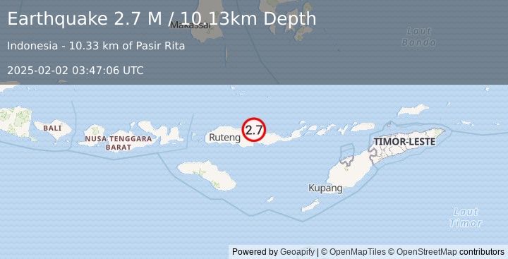 Earthquake Flores Region, Indonesia (2.7 M) (2025-02-02 03:47:06 UTC)