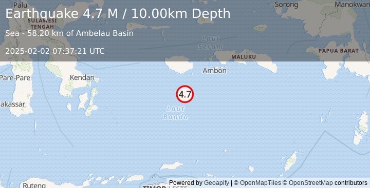 Earthquake Banda Sea (4.7 M) (2025-02-02 07:37:21 UTC)