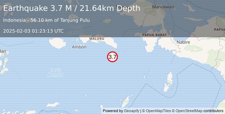 Earthquake Banda Sea (3.7 M) (2025-02-03 01:23:13 UTC)