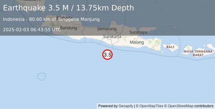 Earthquake Java, Indonesia (3.3 M) (2025-02-03 06:43:58 UTC)