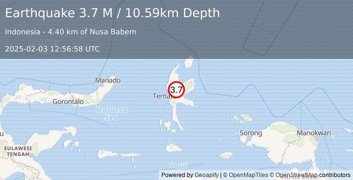 Earthquake Halmahera, Indonesia (3.7 M) (2025-02-03 12:56:58 UTC)