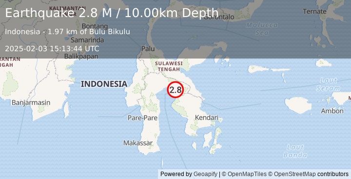 Earthquake Sulawesi, Indonesia (2.8 M) (2025-02-03 15:13:44 UTC)