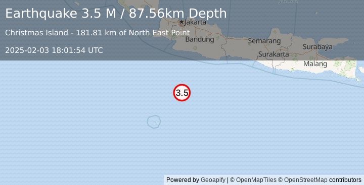 Earthquake South of Java, Indonesia (3.5 M) (2025-02-03 18:01:54 UTC)