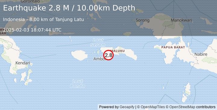 Earthquake Seram, Indonesia (2.8 M) (2025-02-03 18:07:44 UTC)