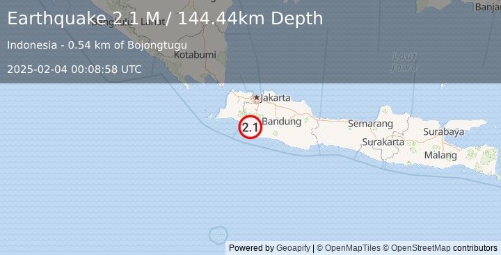 Earthquake Java, Indonesia (2.1 M) (2025-02-04 00:09:01 UTC)