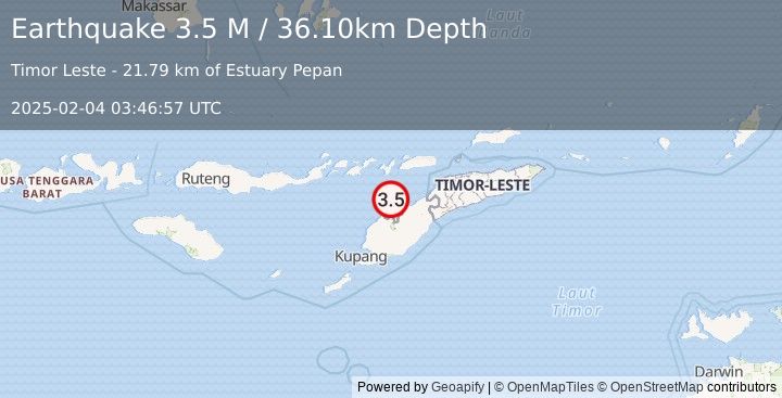 Earthquake Timor Region (3.5 M) (2025-02-04 03:46:57 UTC)