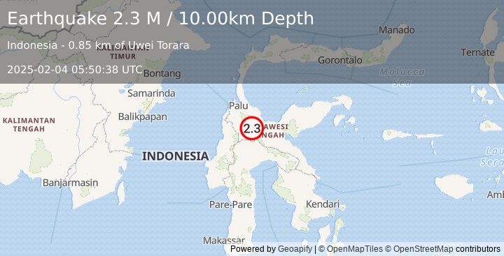 Earthquake Sulawesi, Indonesia (2.3 M) (2025-02-04 05:50:38 UTC)