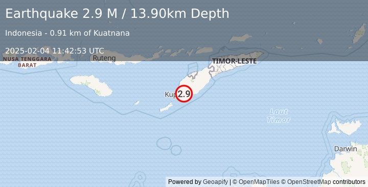 Earthquake Timor Region (2.9 M) (2025-02-04 11:42:53 UTC)